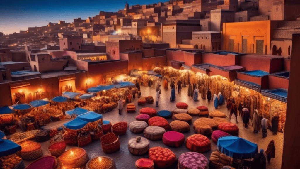 An enchanting photograph that captures the rich colors, vibrant culture, and breathtaking landscapes of Morocco. The image should convey the country's allure and invite viewers to explore its hidden g