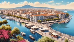 A picturesque cityscape of Thessaloniki, Greece, showcasing its vibrant waterfront, historic architecture, and iconic landmarks, with a touch of surrealism and dreamlike qualities, evoking the city's